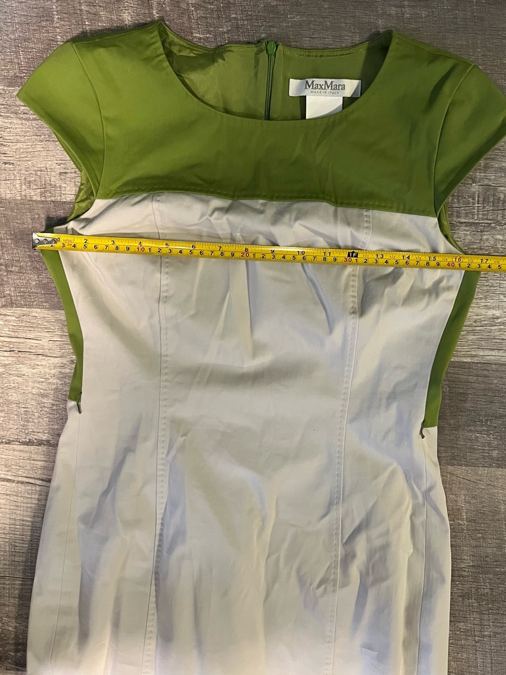 MaxMara White Midi Sheath Dress with Lime Yoke - Picture 6 of 6